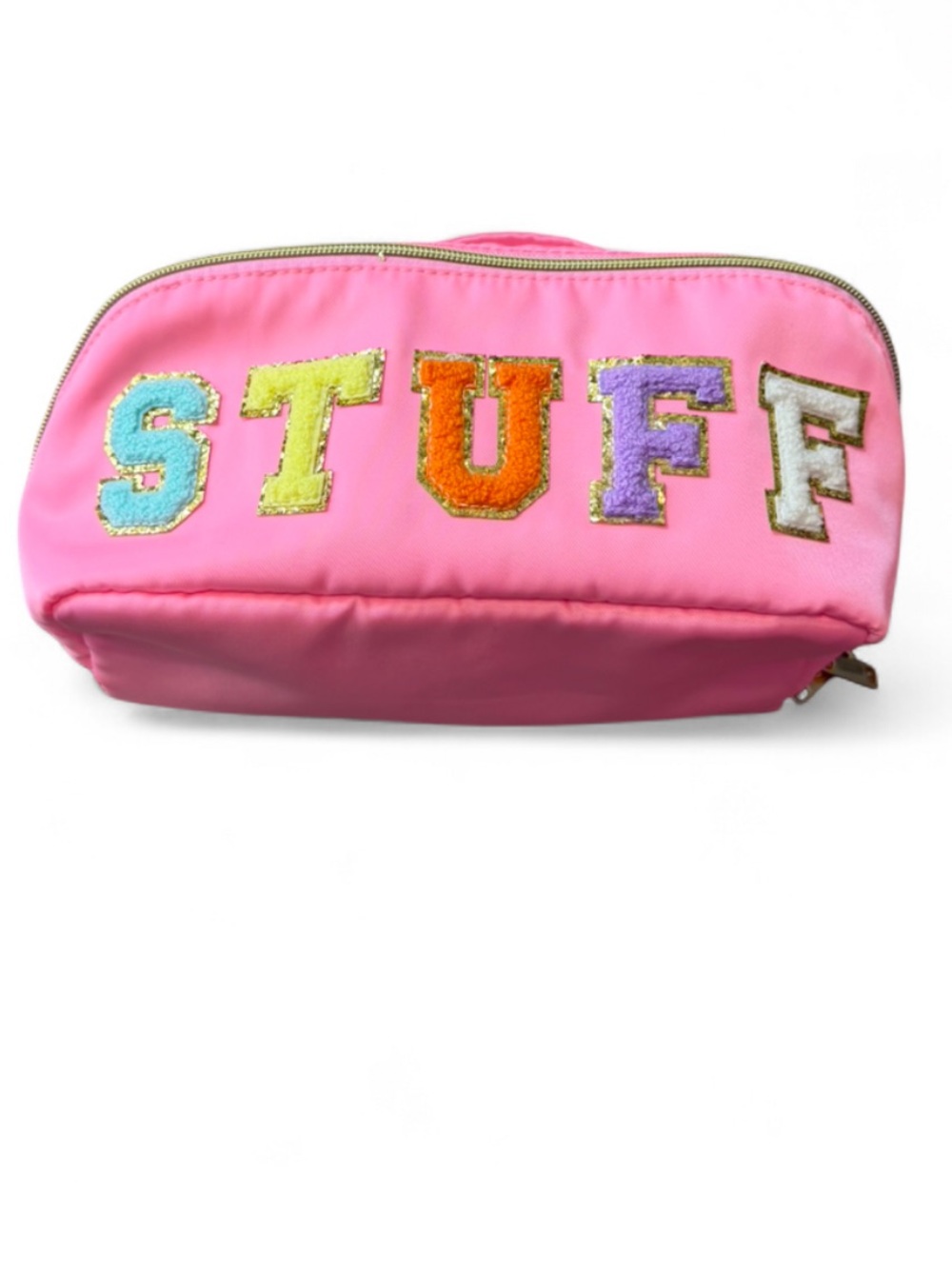 Preppy Pink "STUFF" Nylon‎ Makeup Bag